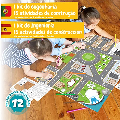 Science4you Mi Primer Kit de Ingeniería - Juguete de Construcciones y Manualidades para Niños - Construye tu Própria Ciudad - Juego Educativo con 12 Experimentos para Niños 4 5 6 Años