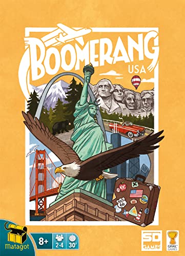 SD GAMES - Boomerang USA - Juego de Cartas - Draft, Viajes y Países - Tamaño 13X18X4cm - 328 Cartas