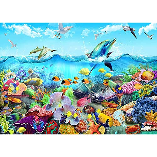 Sea World Sea Coral Delfín 500-8000 piezas Puzzle | Rompecabezas de dificultad para adultos | Rompecabezas de paisaje para adultos 2000 piezas (Color: A, Tamaño: 2000 piezas)