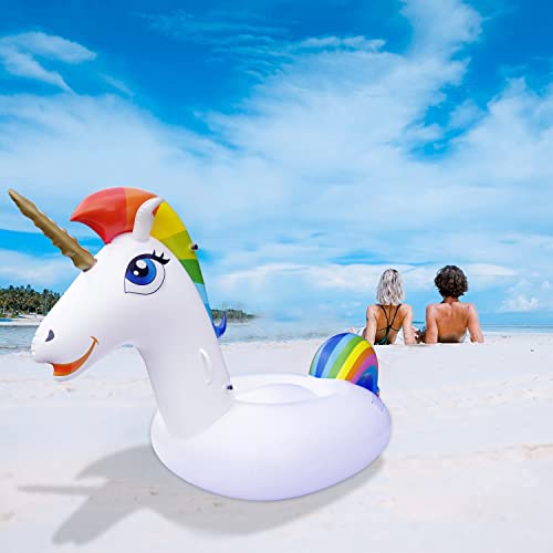 SENMI Flotador de Unicornio Gigante Hinchable - Colchoneta Grandes Inflable para Piscina con 3 Válvula Rápida, para Adultos y Niños