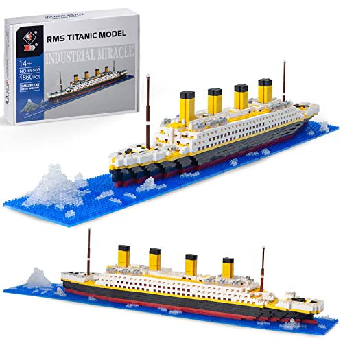 Seyaom Juego de bloques de construcción de modelo de barco Titanic, microbloques para regalo de niños y adultos (1860 piezas)