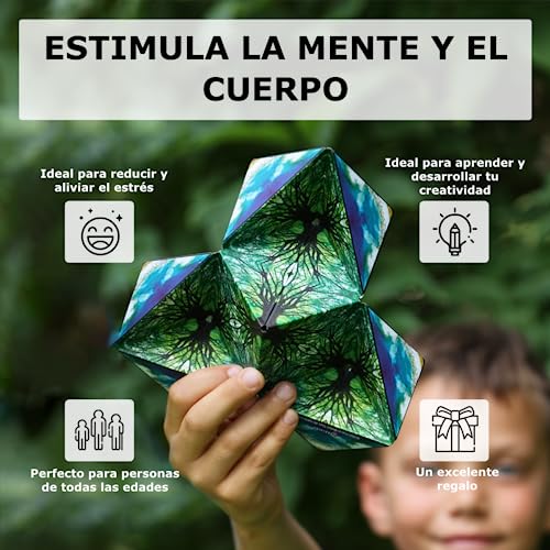 Shashibo Rompecabezas para Niños - Premiado Cubo Magnético Patentado con 36 Imanes de Tierras Raras - Asombroso Rompecabezas 3D – Juguete para Adultos Cubo Shashibo con más de 70 Formas (Confetti)