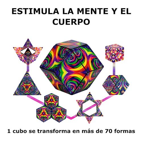 Shashibo Rompecabezas para Niños - Premiado Cubo Magnético Patentado con 36 Imanes de Tierras Raras - Asombroso Rompecabezas 3D – Juguete para Adultos Cubo Shashibo con más de 70 Formas (Confetti)