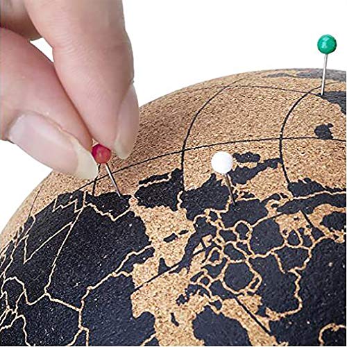 SHPEHP Mini Cork Globe-5.7 pulgadas Desktop World Globe-Educational World Map-Spin Easy-with Push Pins-Handmade for Home Office Classroom-A