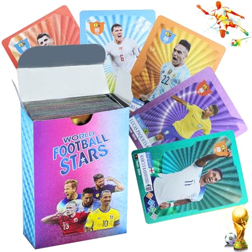 Sidesea Tarjetas de fútbol, 55 unidades, color de fútbol, tarjetas coleccionables 2023/2024, Copa Mundial de Fútbol Estrella Tarjeta Niños para coleccionar tarjetas para fans, niños, adolescentes y