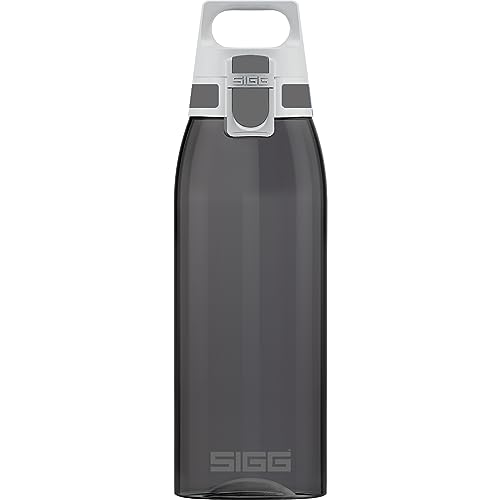 SIGG Total Color Anthracite Botella cantimplora (1 L), botella hermética sin sustancias nocivas, botella resistente y ligera de plástico tritán