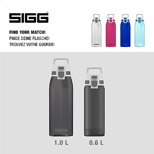 SIGG Total Color Anthracite Botella cantimplora (1 L), botella hermética sin sustancias nocivas, botella resistente y ligera de plástico tritán