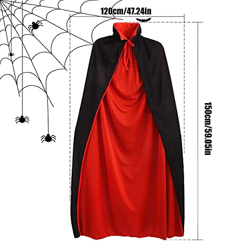 SINSEN Capa Vampiro Adulto de 150 cm, Negra y Roja, adecuada para Carnaval de Halloween y Disfraz Halloween Mujer