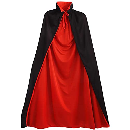 SINSEN Capa Vampiro Adulto de 150 cm, Negra y Roja, adecuada para Carnaval de Halloween y Disfraz Halloween Mujer