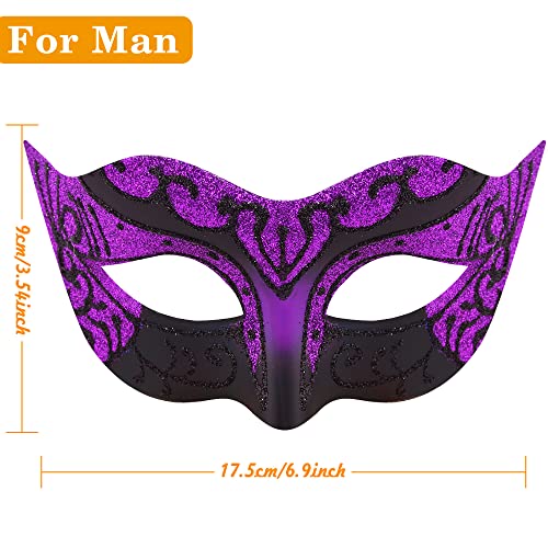 SIQUK 2 Piezas Máscara Veneciana Parejas Máscara Mascarada Media Cara Máscara para Mujer Hombre Halloween Carnaval, Negro & Violeta