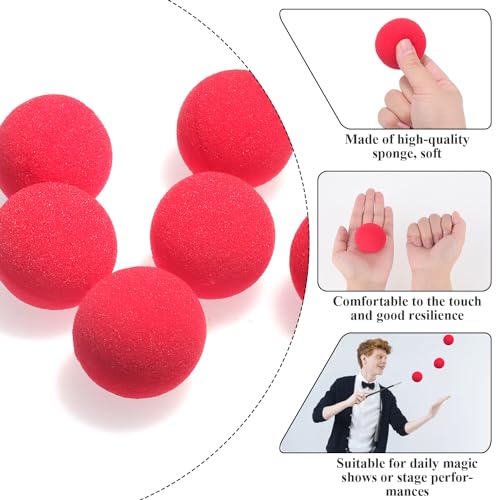 SKIWAX 10 bolas de esponja rojas, mágicas, bola de esponja suave, esponja roja, accesorios para trucos de softball, embalaje múltiple, socialme-eu