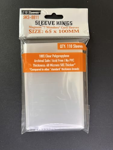 Sleeve Kings Magnum 7 Wonders - Fundas para Tarjetas (65 x 100 mm, 110 Unidades, 60 micrones)