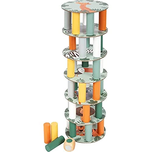 Small Foot Torre oscilante Safari, Juego de Mesa de diseño Moderno, con Dados de Colores, a Partir de 4 años, 11958