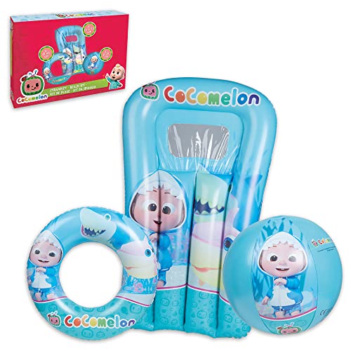 Smart Planet Juego de playa Cocomelone – Colchón de aire, bola de agua, juguete de playa para piscina y mar, juguete inflable para niños