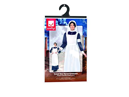 Smiffys-43430X1 Traje de Gran Enfermera de Guerra, con Vestido y Diadema, Color Blanco, XL-EU Tamaño 48-50 (Smiffy'S 43430X1)