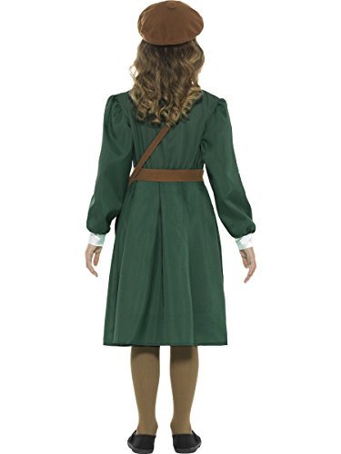 Smiffy'S 45011T Disfraz De Refugiada De La 2A Guerra Mundial Para Chica Con Vestido, Verde