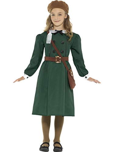 Smiffy'S 45011T Disfraz De Refugiada De La 2A Guerra Mundial Para Chica Con Vestido, Verde