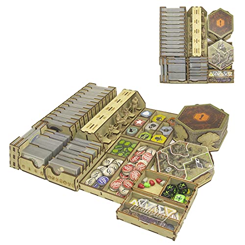 SMONEX Fallout - Caja organizadora compatible con expansiones Fallout New California y Fallout Atomic Bonds, organizador de almacenamiento de juegos de mesa hecho a mano con diseño grabado, inserto de