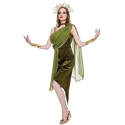 Snailify Disfraz de Medusa para mujer adulta, disfraz egipcio antiguo, trajes de diosa griega vestido elegante para fiesta de Halloween