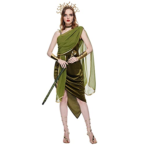 Snailify Disfraz de Medusa para mujer adulta, disfraz egipcio antiguo, trajes de diosa griega vestido elegante para fiesta de Halloween
