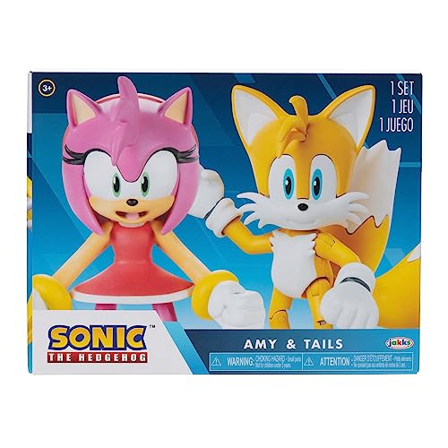 Sonic – Pack de 2 Figuras Tails y Amy de 10 cm con Accesorios Totalmente Articuladas – Figuras con Decoración y Detalles Únicos - Juguete Niños 3 Años +