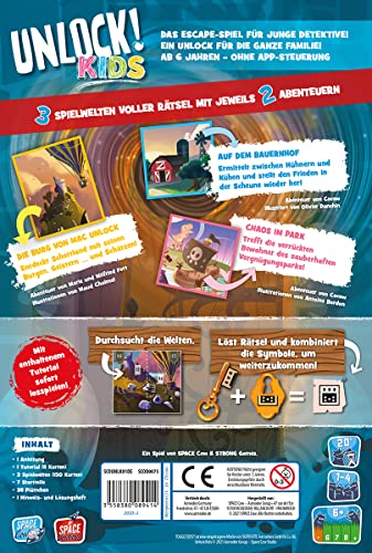 Space Cow Asmodee/Toggo Toys Unlock! Juego de Mesa para niños, Juego de acertijos, 1-4 Jugadores. A Partir de 6 años, 20 Minutos de Tiempo de Juego, versión en alemán, SCOD0075