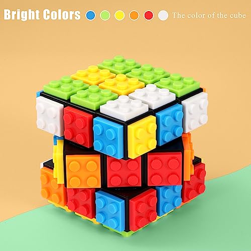 Speed Rubix Cube 3 x 3, Cubo Mágico Build-on Ladrillo 2 en 1 Juguetes Cubo de Velocidad y Rompecabezas Puzzle de Cubos Compatible con Lego para Niños Adultos