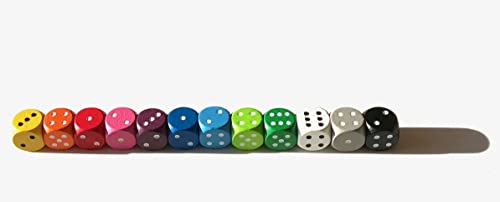 Spieltz: 12 dados de madera de colores para juegos de mesa, 16 mm, W6/D6, fabricados en Alemania/fabricados en Alemania (accesorios para juegos de mesa) (12 dados en 12 colores)