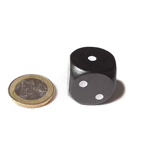 Spieltz Cubo de madera para ojos de color negro, extra grande (20 mm), por ejemplo, para juegos XL, para niños pequeños, para personas mayores. (6 dados, negro con ojos blancos)