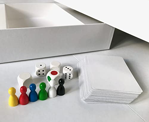Spieltz Juego creativo de mesa para crear uno mismo: juego de mesa vacío (tablero de juego + caja) + accesorios para juegos de mesa (juego de mesa grande en blanco + juego creativo mezcla colorida)