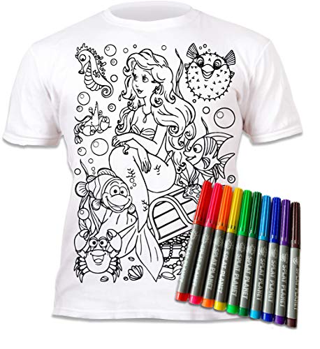 Splat Planet Camiseta de moto para colorear con 10 bolígrafos mágicos lavables no tóxicos, colorea tu propia camiseta para colorear y lavar
