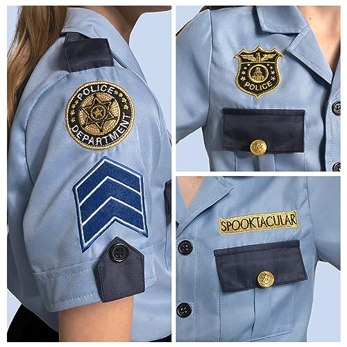 Spooktacular Creations Disfraz del oficial de policía para niñas, disfraz de policía para niños jugando a roles y vestido de Halloween UP-M