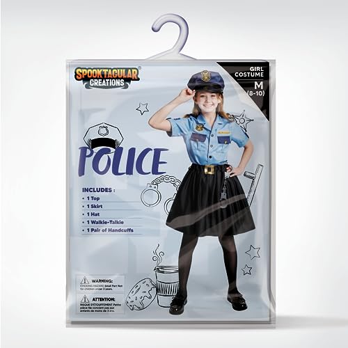 Spooktacular Creations Disfraz del oficial de policía para niñas, disfraz de policía para niños jugando a roles y vestido de Halloween UP-M