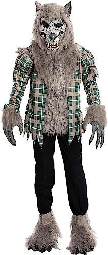 Spooktacular Creations Disfraz Infantil de Hombre Lobo Verde Unisex con Máscara, Guantes y Funda para Zapatos (X-Large(12-14 yrs))