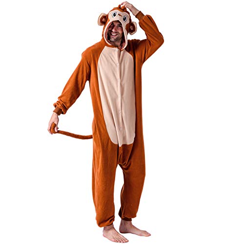 Spooktacular Creations Pijama Unisex de Felpa para Adultos, Disfraz de Mono de una Pieza Grande
