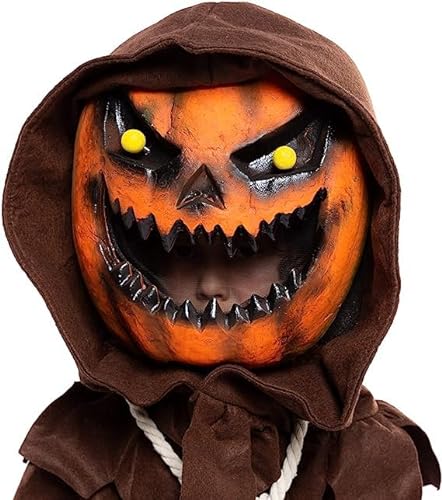 Spooktacular Creations Scarecrow Pumpkin Bobble Head Heavy con máscara de Halloween de calabaza para niños Rol-Playing (grande (10-12 años))