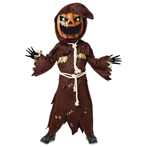 Spooktacular Creations Scarecrow Pumpkin Bobble Head Heavy con máscara de Halloween de calabaza para niños Rol-Playing (grande (10-12 años))