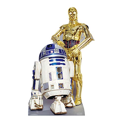 Star Cutouts Recorte Oficial de Star Wars The Droids R2-D2, C3P-O de cartón a tamaño Real, Estrella, Color Dorado, Azul y Blanco (SC480)
