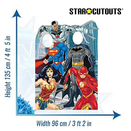 STAR CUTOUTS SC886-Soporte de la Liga de la Justicia, tamaño real, 135 cm de alto, 96 cm de ancho, sólido, multicolor, normal (SC886)