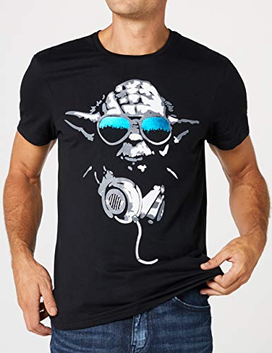 Star Wars DJ Yoda Cool Camiseta, Negro, XX-Large para Hombre