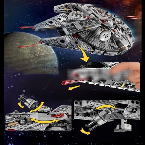 Star Wars Halcón Milenario,Jueguete de Bloques De Construcción Nave Estelar con Mini Figuras,Compatible con Lego 1381 Piezas A