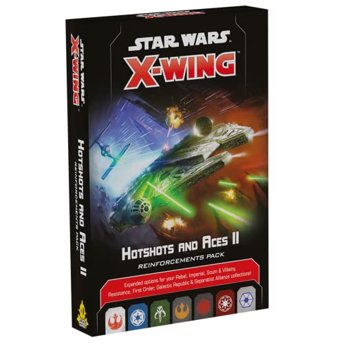Star Wars XWing 2ª edición Miniaturas Juego Hot Shots y Ases II Refuerzos Pack | Juego de estrategia para adultos y adolescentes | A partir de 14 años | 2 jugadores | Tiempo de juego promedio 45