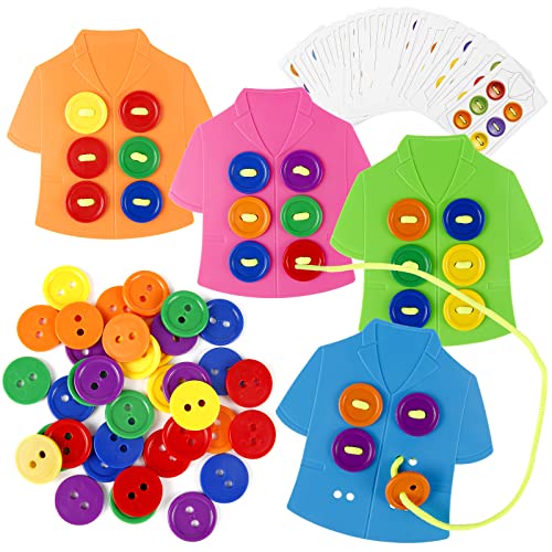 StarryTiger Juguetes Montessori Educativo para Niños de 3-6 Años, Ropa y Botón Juego de Enhebrar, Motricidad Fina Aprendizaje de Habilidades Básicas, Hecha a Mano, Regalo para 3-6 Niños y Niñas