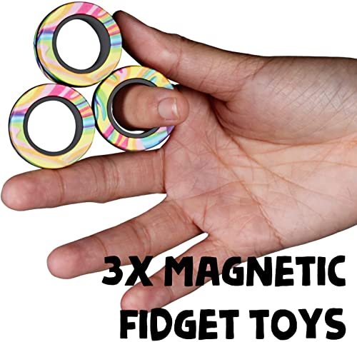 Steemjoey Anillos magnéticos Fidget Toy, Idea ADHD Fidget Toys, Adult Fidget Magnets Juguete Rings para Terapia de Alivio de la ansiedad, Fidget Pack Gran Regalo para Adultos y niños