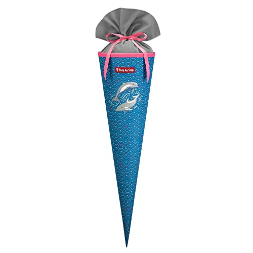 Step by Step Dolphin Pippa - Bolsa escolar (plástico PET, 5 L, 70 cm de altura, para 1ª clase), color azul y turquesa, Dolphin Pippa - Blau-türkis