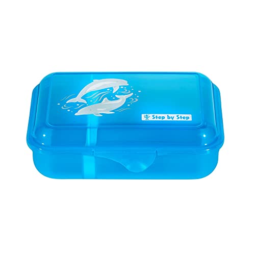 Step by Step Dolphin Pippa - Fiambrera con separador y cierre de clic, apto para lavavajillas, sin BPA, para escuela y guardería, 0,9 l, color azul