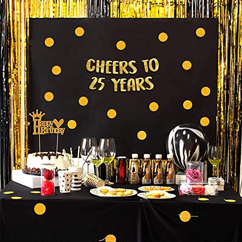 Sterling James Co. Saludos a los 25 años Pancarta dorada con purpurina - 25 Aniversario y decoraciones para fiestas de cumpleaños