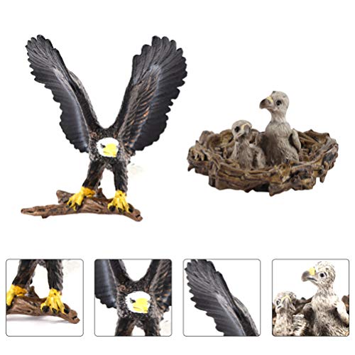 STOBOK Conjunto de Modelos de Águila Simulada Figuras Realistas de Águila Calva Modelos de Animales de Águila Calva Juguetes Educativos para NIÑOS 2 Estilos (Águila Joven con Nido en
