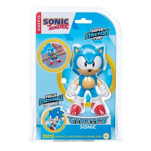 Stretch - Mini Sonic Line, muñeco elástico Que se estira, tamaño pequeño, Erizo Azul de Videojuegos clásicos, se dobla, retuerce y vuelve a su Forma Original, Famosa (TR001000)