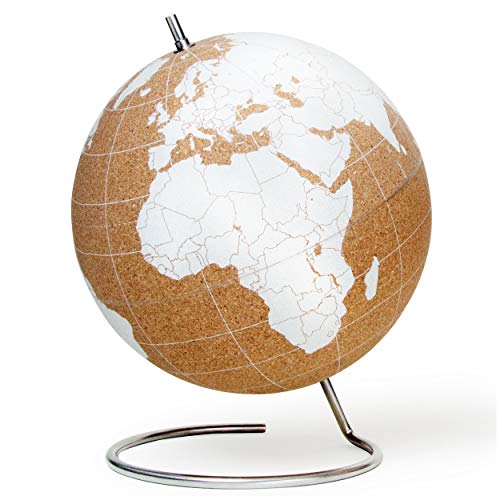 SUCK UK Blanco Globo Terráqueo Grande | Bola del Mundo De Corcho Diseño Decoración del Hogar, Large